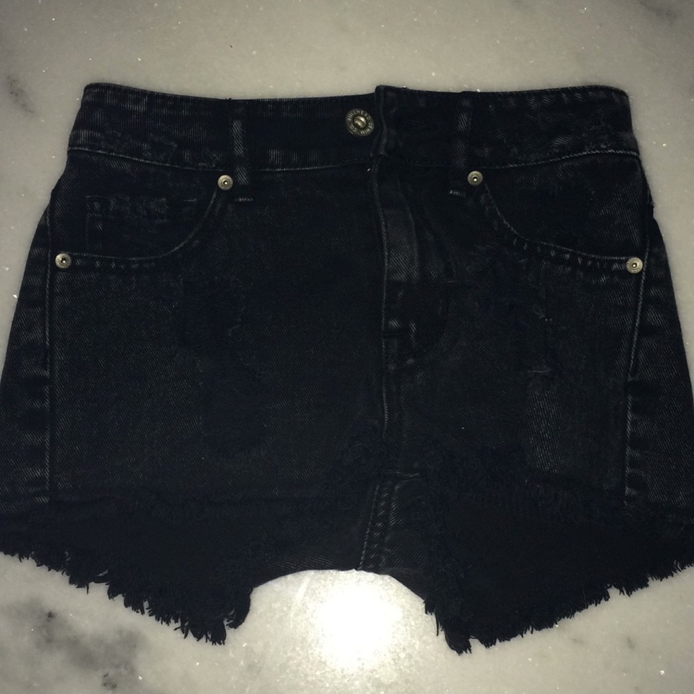 black denim shorts